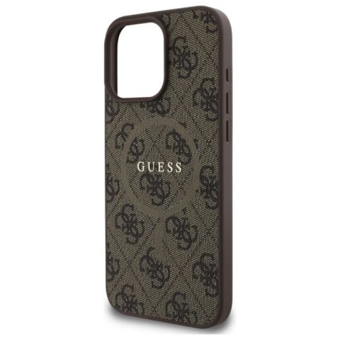 Etui Guess 4G Ring Classic Logo MagSafe na iPhone 16 Pro Max - brązowe Guess