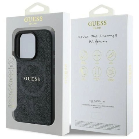 Etui Guess 4G Ring Classic Logo MagSafe na iPhone 16 Pro Max - czarne Guess