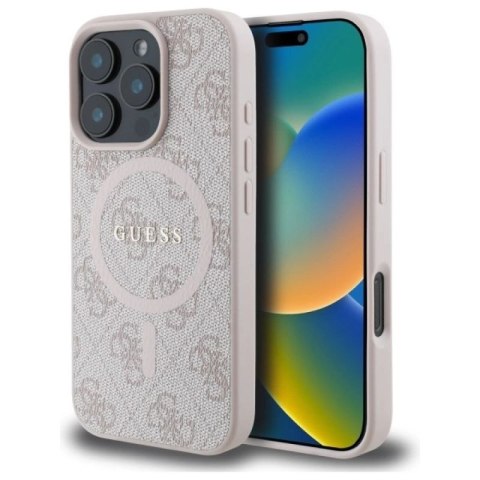 Etui Guess 4G Ring Classic Logo MagSafe na iPhone 16 Pro Max - różowe Guess