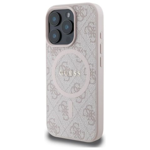 Etui Guess 4G Ring Classic Logo MagSafe na iPhone 16 Pro Max - różowe Guess