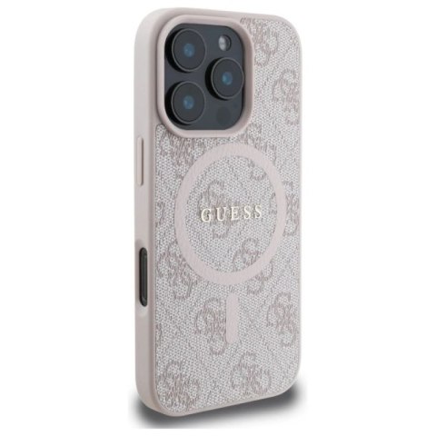 Etui Guess 4G Ring Classic Logo MagSafe na iPhone 16 Pro Max - różowe Guess