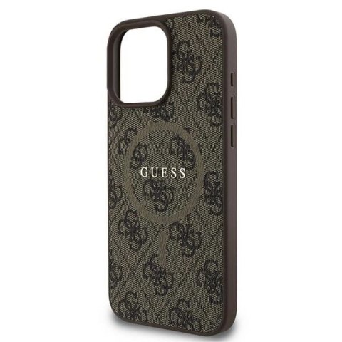 Etui Guess 4G Ring Classic Logo MagSafe na iPhone 16 Pro - brązowe Guess