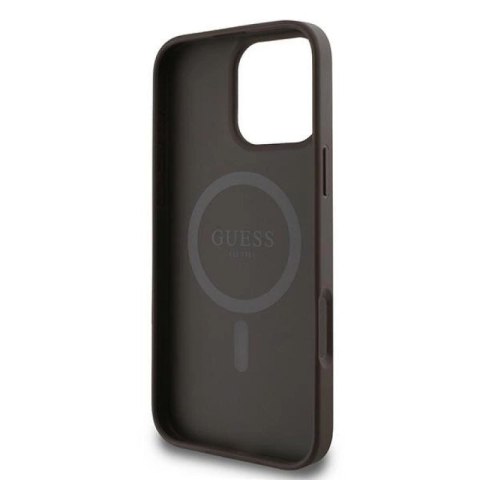 Etui Guess 4G Ring Classic Logo MagSafe na iPhone 16 Pro - brązowe Guess