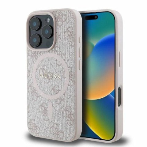 Etui Guess 4G Ring Classic Logo MagSafe na iPhone 16 Pro - różowe Guess