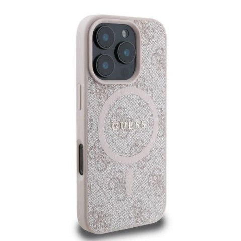 Etui Guess 4G Ring Classic Logo MagSafe na iPhone 16 Pro - różowe Guess
