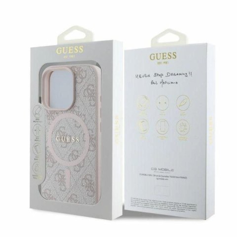 Etui Guess 4G Ring Classic Logo MagSafe na iPhone 16 Pro - różowe Guess