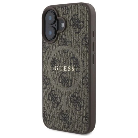 Etui Guess 4G Ring Classic Logo MagSafe na iPhone 16 - brązowe Guess