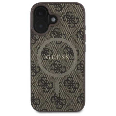 Etui Guess 4G Ring Classic Logo MagSafe na iPhone 16 - brązowe Guess