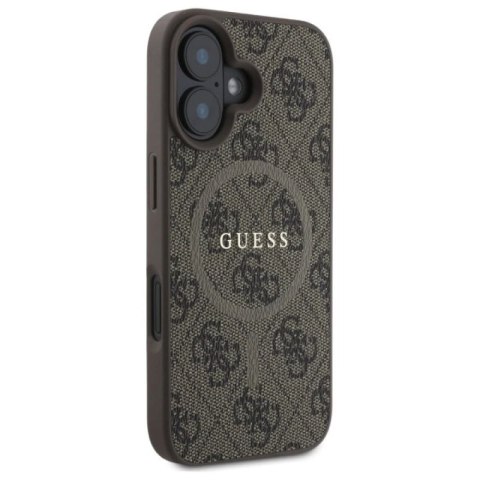 Etui Guess 4G Ring Classic Logo MagSafe na iPhone 16 - brązowe Guess