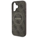 Etui Guess 4G Ring Classic Logo MagSafe na iPhone 16 - brązowe Guess