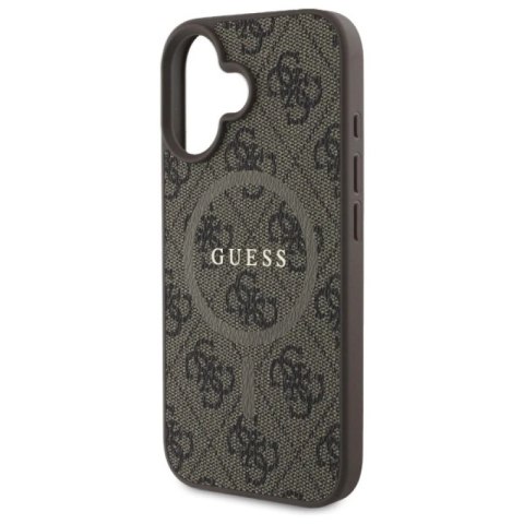 Etui Guess 4G Ring Classic Logo MagSafe na iPhone 16 - brązowe Guess