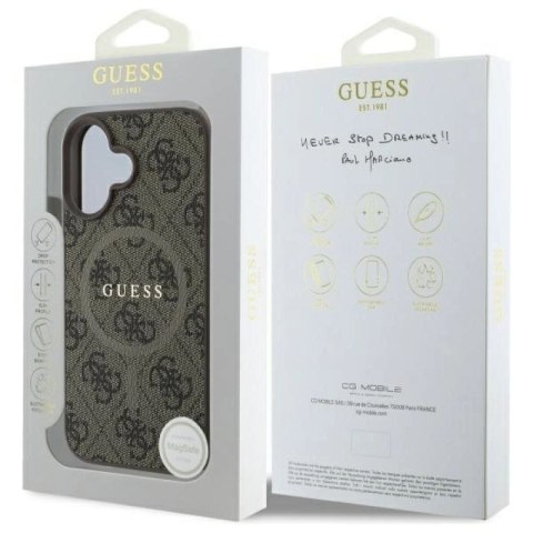 Etui Guess 4G Ring Classic Logo MagSafe na iPhone 16 - brązowe Guess