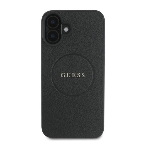 Etui Guess Grained Gold Ring MagSafe na iPhone 16 Plus - czarne Guess