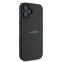 Etui Guess Grained Gold Ring MagSafe na iPhone 16 Plus - czarne Guess