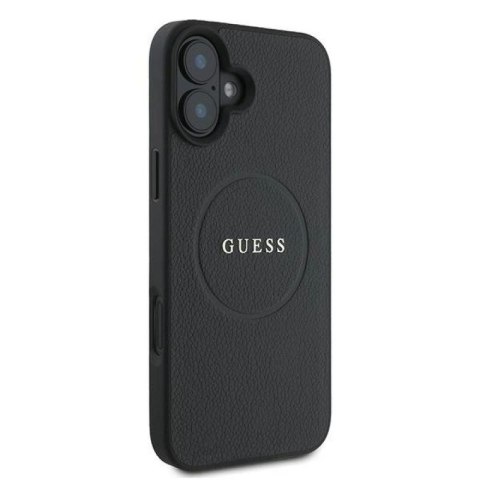 Etui Guess Grained Gold Ring MagSafe na iPhone 16 Plus - czarne Guess