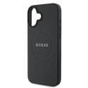 Etui Guess Grained Gold Ring MagSafe na iPhone 16 Plus - czarne Guess