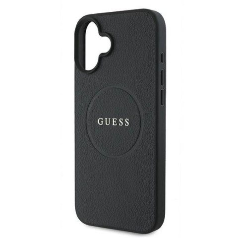 Etui Guess Grained Gold Ring MagSafe na iPhone 16 Plus - czarne Guess