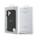 Etui Guess Grained Gold Ring MagSafe na iPhone 16 Plus - czarne Guess