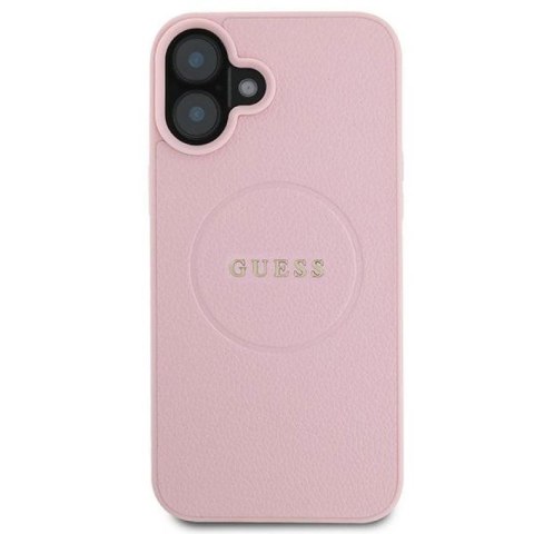 Etui Guess Grained Gold Ring MagSafe na iPhone 16 Plus - różowe Guess