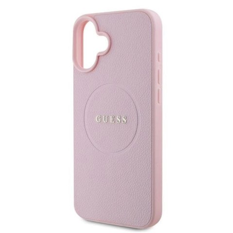Etui Guess Grained Gold Ring MagSafe na iPhone 16 Plus - różowe Guess