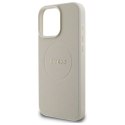 Etui Guess Grained Gold Ring MagSafe na iPhone 16 Pro Max - beżowe Guess