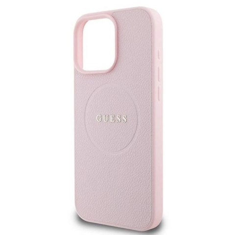 Etui Guess MagSafe Grained Gold Ring na iPhone 15 Pro Max - różowe Guess