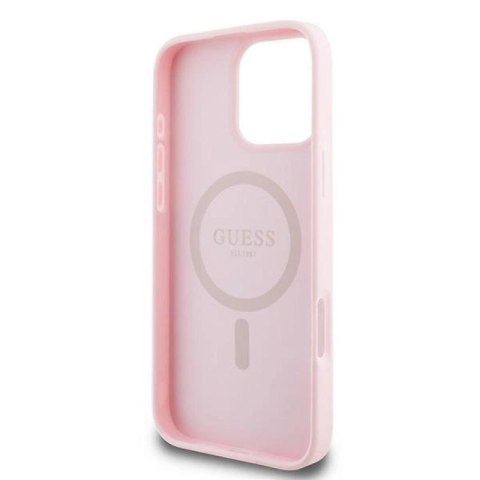 Etui Guess MagSafe Grained Gold Ring na iPhone 15 Pro Max - różowe Guess
