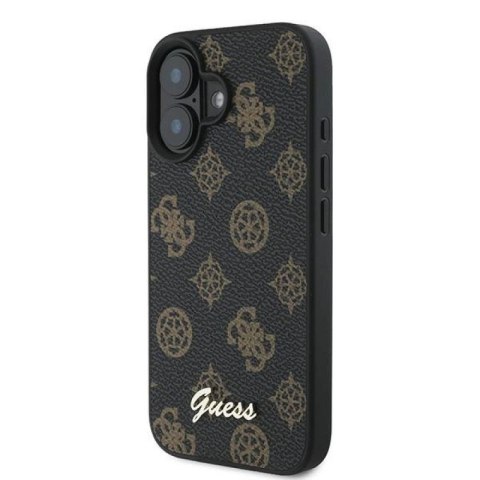 Etui Guess Peony Script MagSafe na iPhone 16 Plus - czarne Guess