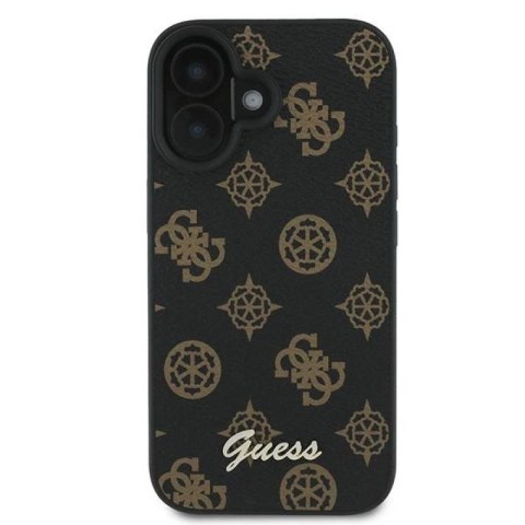 Etui Guess Peony Script MagSafe na iPhone 16 Plus - czarne Guess