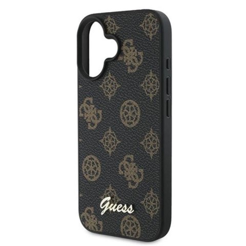 Etui Guess Peony Script MagSafe na iPhone 16 Plus - czarne Guess
