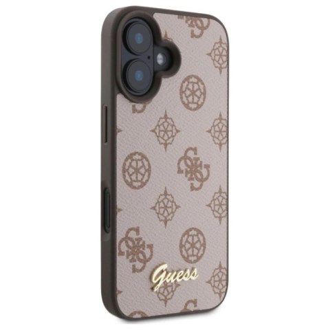Etui Guess Peony Script MagSafe na iPhone 16 - brązowe Guess