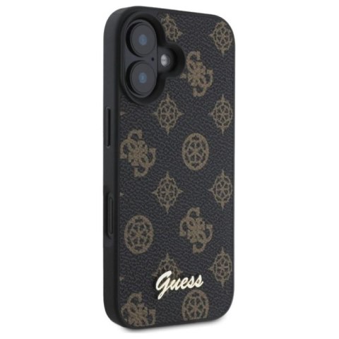 Etui Guess Peony Script MagSafe na iPhone 16 - czarne Guess