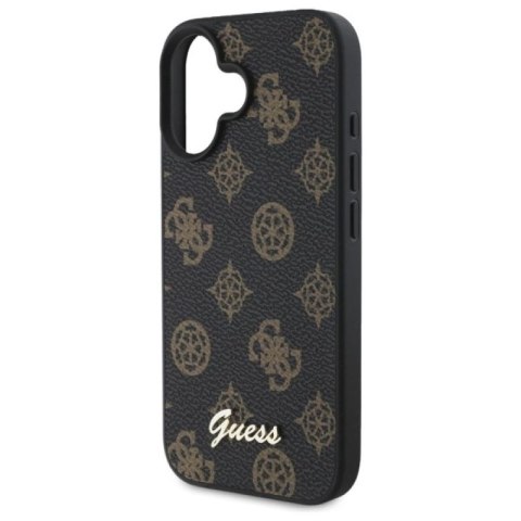 Etui Guess Peony Script MagSafe na iPhone 16 - czarne Guess