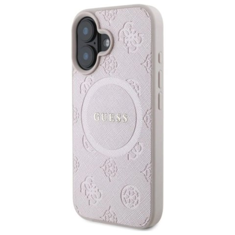 Etui Guess Saffiano Peony Classic Logo MagSafe na iPhone 16 - różowe Guess