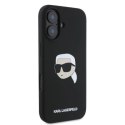 Etui Karl Lagerfeld Silicone Karl Head Print MagSafe na iPhone 16 - czarne Karl Lagerfeld