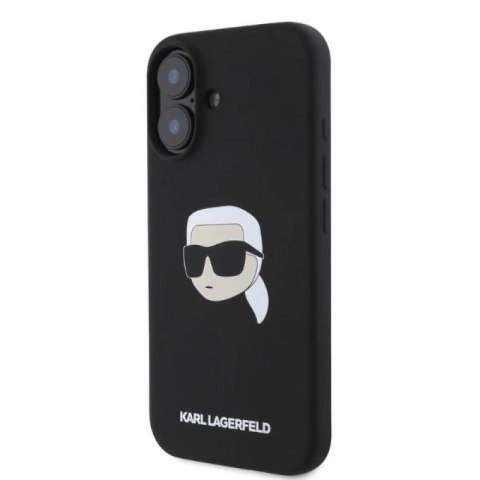 Etui Karl Lagerfeld Silicone Karl Head Print MagSafe na iPhone 16 - czarne Karl Lagerfeld