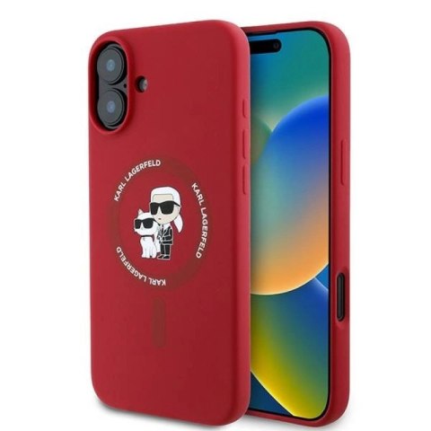 Etui Karl Lagerfeld Silicone Karl&Choupette Heads Ring MagSafe na iPhone 16 Plus - czerwone Karl Lagerfeld