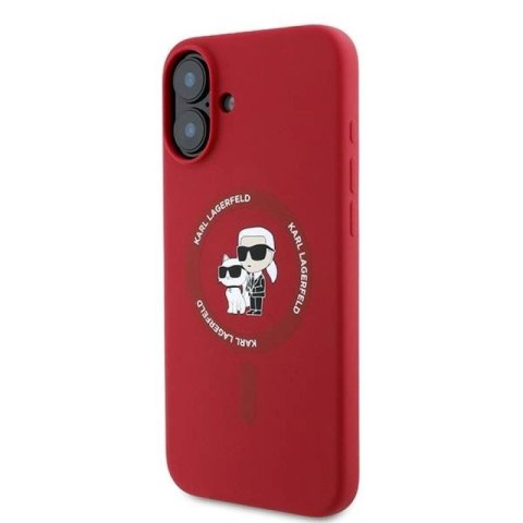 Etui Karl Lagerfeld Silicone Karl&Choupette Heads Ring MagSafe na iPhone 16 Plus - czerwone Karl Lagerfeld
