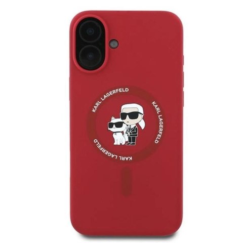 Etui Karl Lagerfeld Silicone Karl&Choupette Heads Ring MagSafe na iPhone 16 Plus - czerwone Karl Lagerfeld