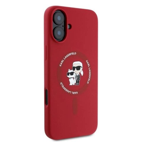 Etui Karl Lagerfeld Silicone Karl&Choupette Heads Ring MagSafe na iPhone 16 Plus - czerwone Karl Lagerfeld