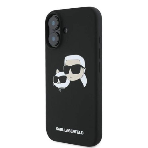 Etui Karl Lagerfeld Silicone nauble Heads Print MagSafe na iPhone 16 Plus - czarne Karl Lagerfeld