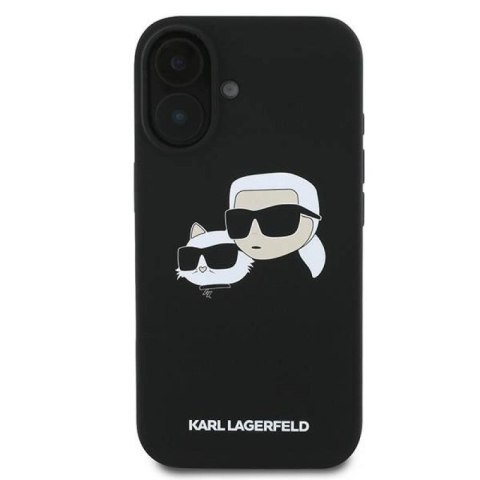 Etui Karl Lagerfeld Silicone nauble Heads Print MagSafe na iPhone 16 Plus - czarne Karl Lagerfeld
