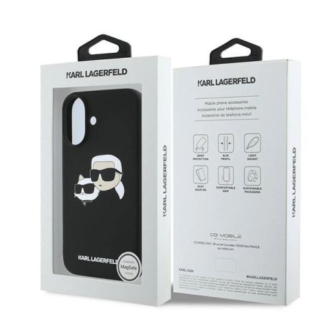 Etui Karl Lagerfeld Silicone nauble Heads Print MagSafe na iPhone 16 Plus - czarne Karl Lagerfeld