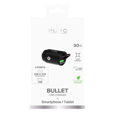 Ładowarka samochodowa Puro Mini 30W Power Delivery USB-C USB-A - czarna Puro Elektrik