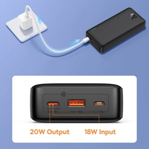 Powerbank Baseus Airpow 20W 20000mAh z kablem Baseus Simple Series USB-A - USB-C 50cm - czarny Baseus