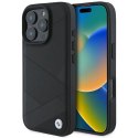 Etui BMW Signature Leather Crossing Lines Pattern na iPhone 16 Pro - czarne BMW