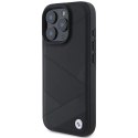 Etui BMW Signature Leather Crossing Lines Pattern na iPhone 16 Pro - czarne BMW