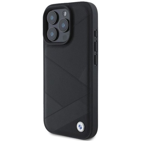 Etui BMW Signature Leather Crossing Lines Pattern na iPhone 16 Pro - czarne BMW