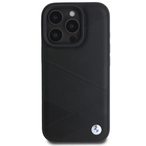Etui BMW Signature Leather Crossing Lines Pattern na iPhone 16 Pro - czarne BMW