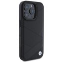 Etui BMW Signature Leather Crossing Lines Pattern na iPhone 16 Pro - czarne BMW